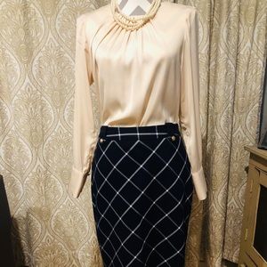 Gorgeous navy plaid pencil skirt by The Limited